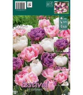Mélange Paris - 15 bulbes de Tulipes Doubles en Mélange